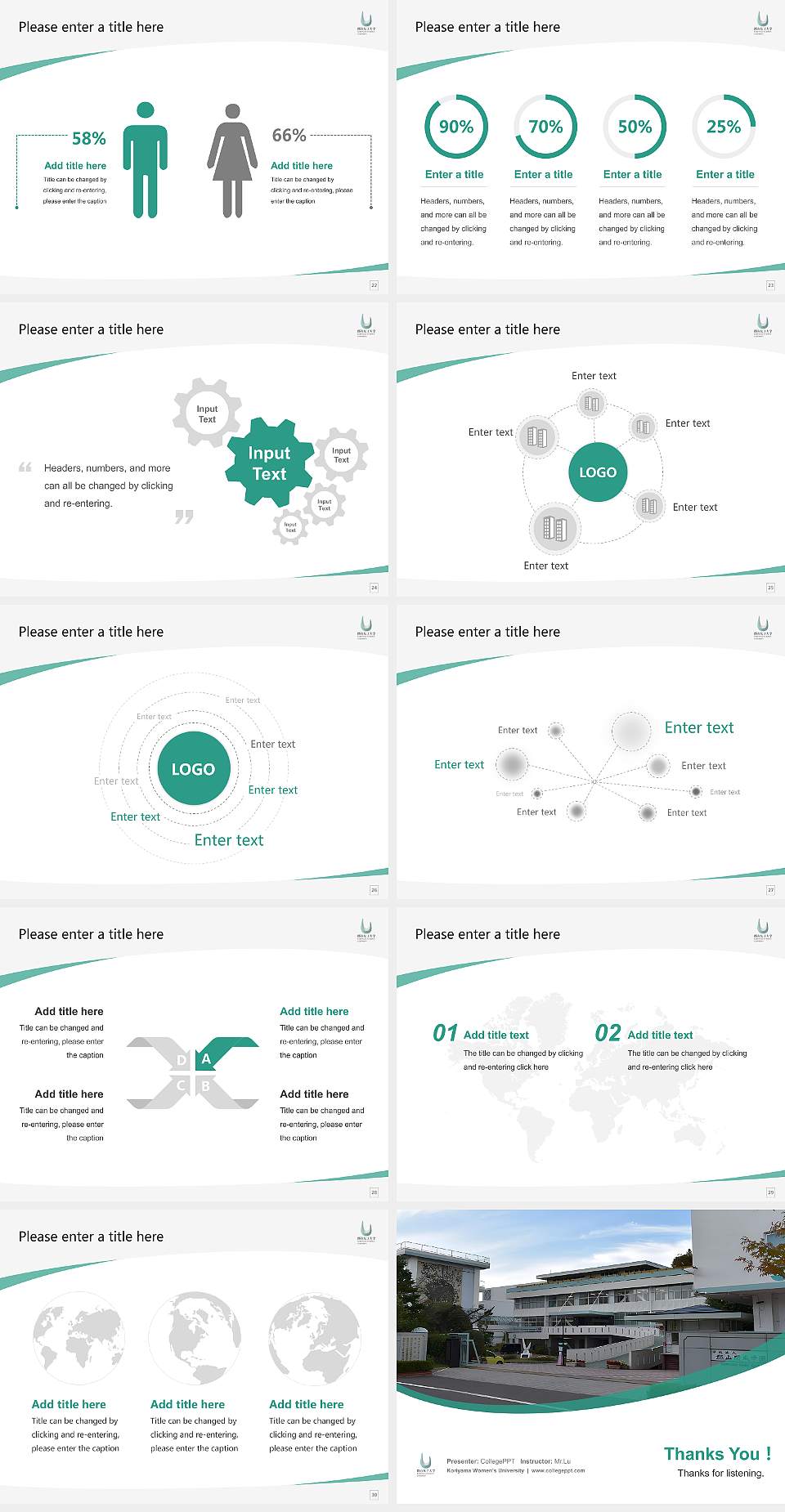 Koriyama Women’s University Course/Courseware Creation PPT Template4:3 ratio PPT effect preview image4