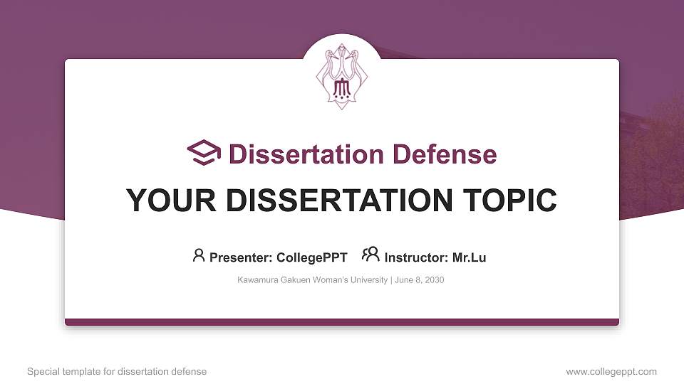 Kawamura Gakuen Woman’s University Graduation Thesis Defense PPT Template16:9 ratio PPT effect preview image