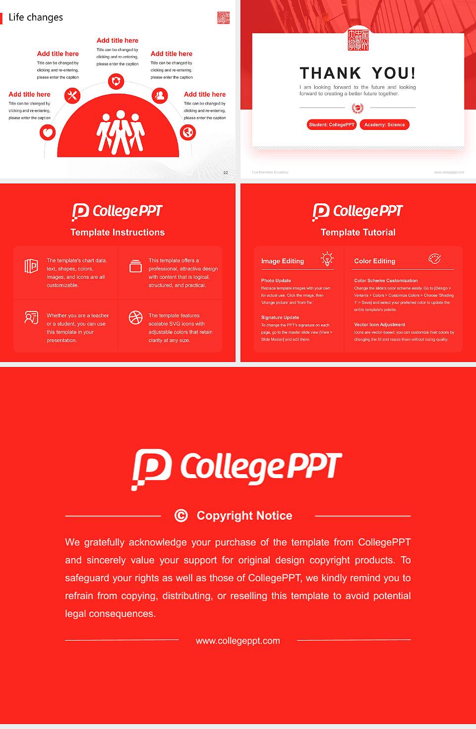 Five Branches University National Scholarship Defense PPT Template4:3 ratio PPT effect preview image4