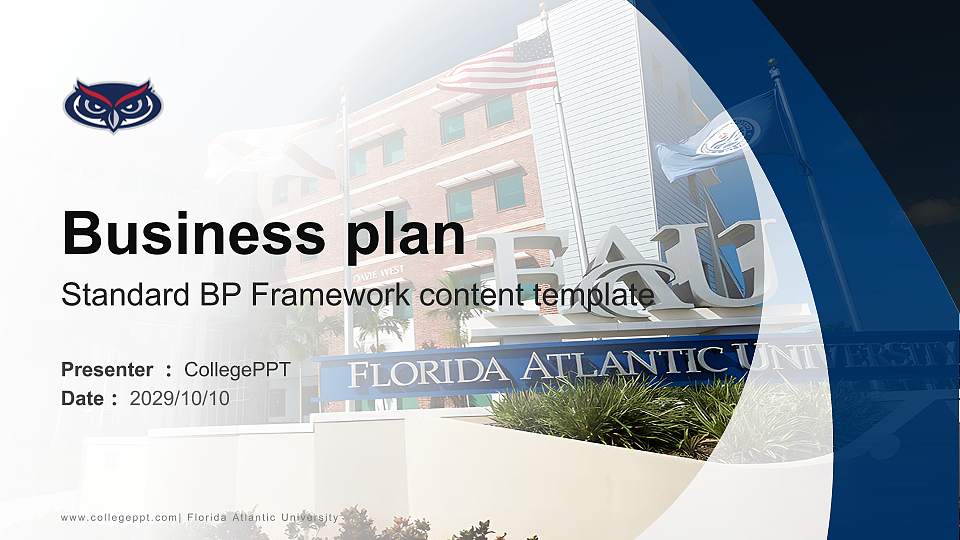 Florida Atlantic University Competition/Entrepreneurship Contest PPT Template16:9 ratio PPT effect preview image