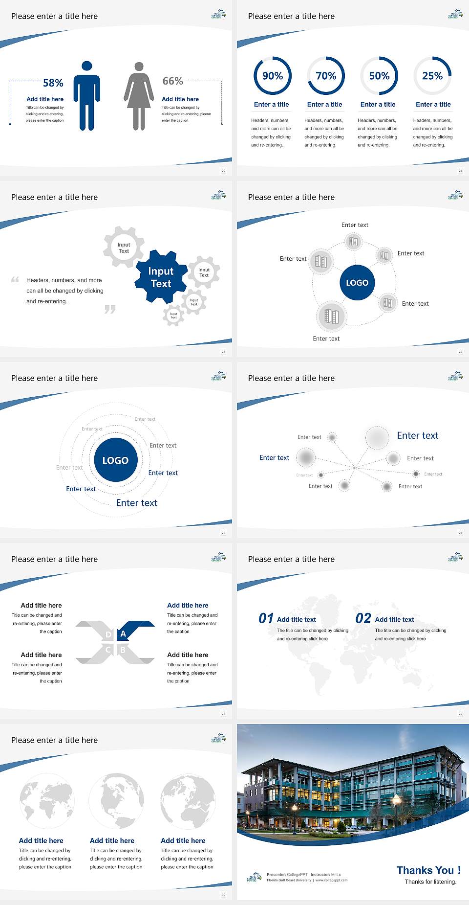 Florida Gulf Coast University Course/Courseware Creation PPT Template4:3 ratio PPT effect preview image4
