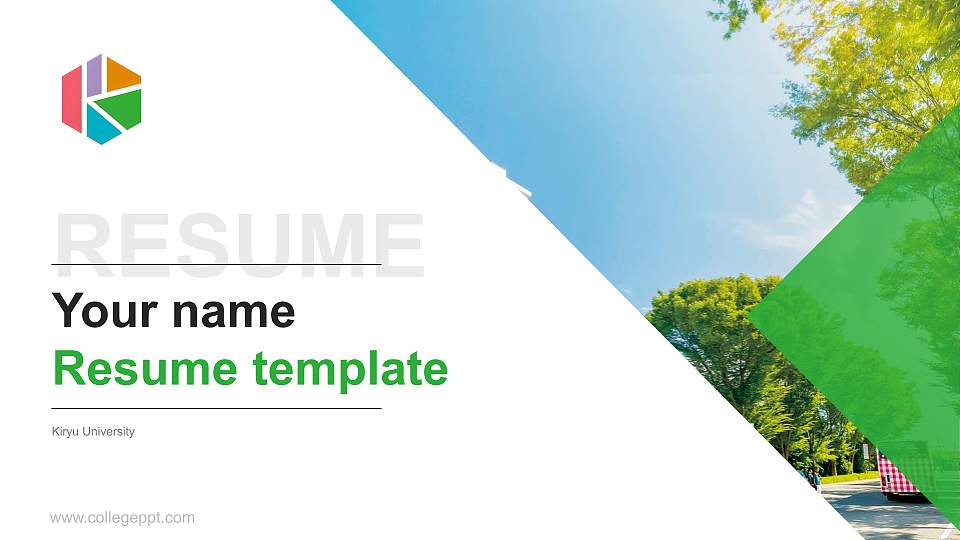 Kiryu University Resume PPT Template16:9 ratio PPT effect preview image