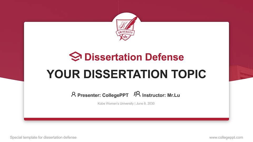 Kobe Women’s University Graduation Thesis Defense PPT Template16:9 ratio PPT effect preview image