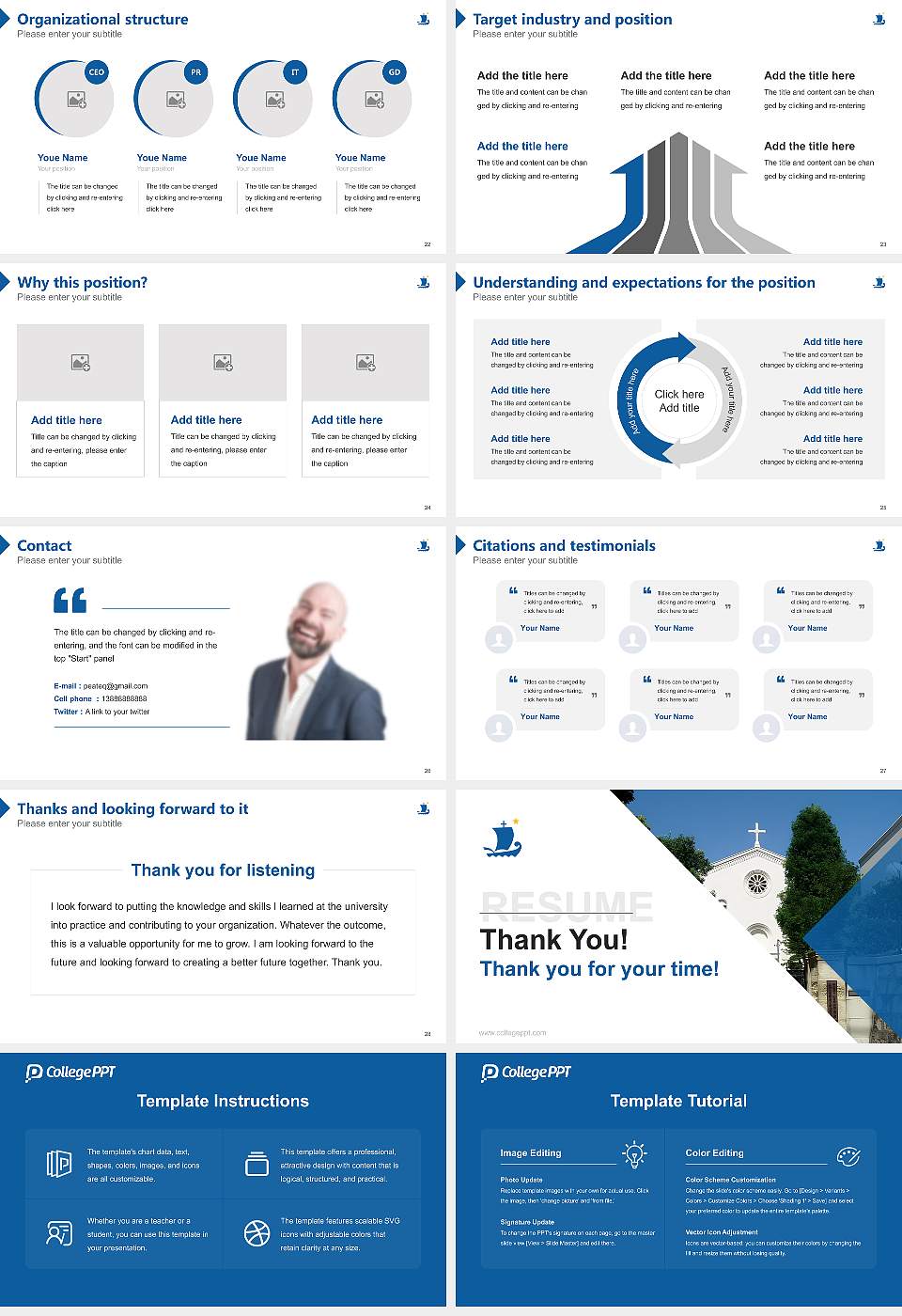 Kobe Kaisei College Resume PPT Template16:9 ratio PPT effect preview image4