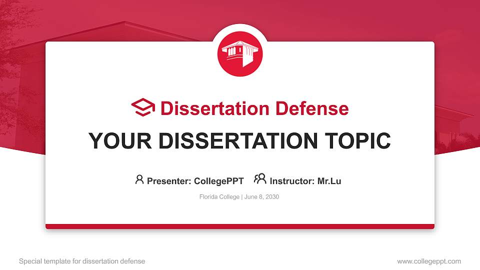 Florida College Graduation Thesis Defense PPT Template16:9 ratio PPT effect preview image