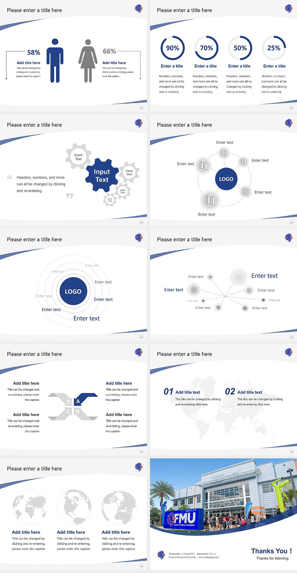 Florida Memorial University Course/Courseware Creation PPT Template4:3 ratio PPT effect preview image4