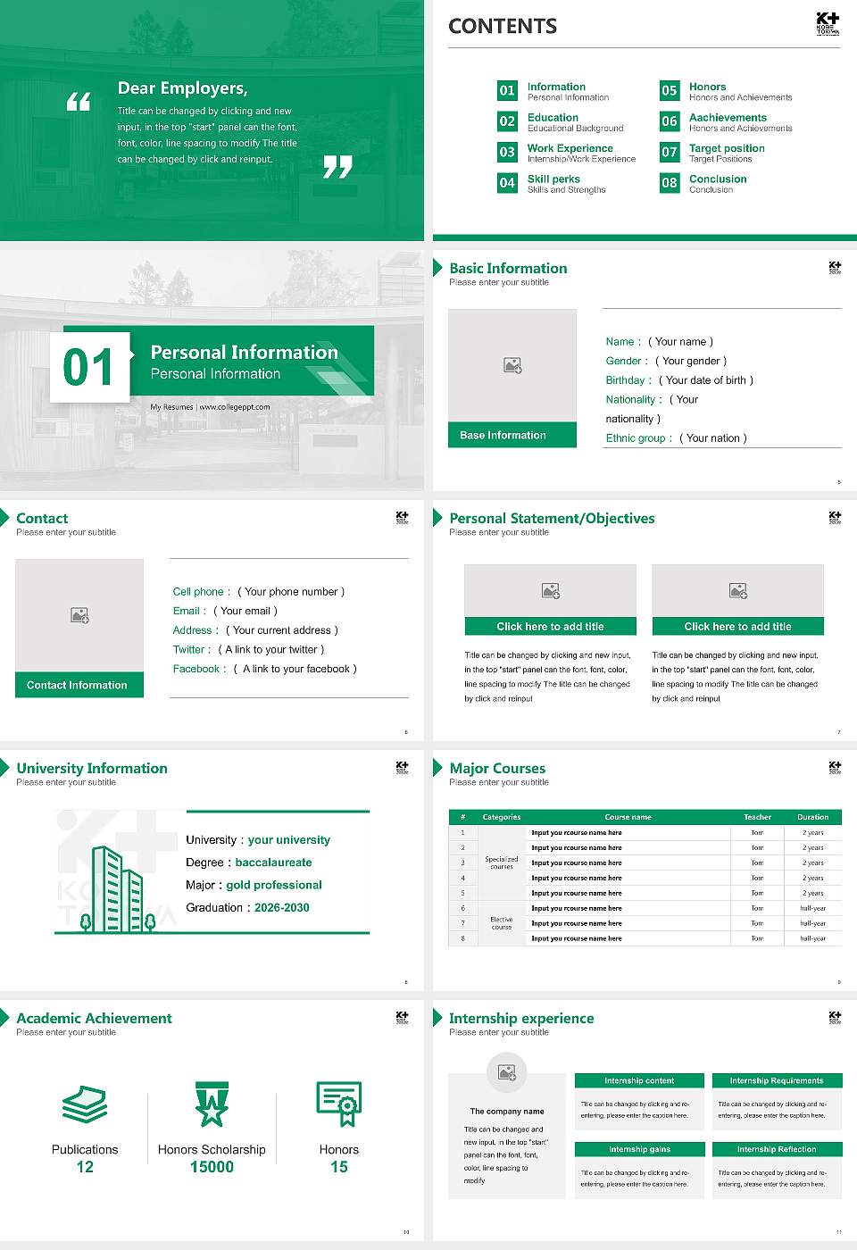 Kobe Tokiwa University Resume PPT Template16:9 ratio PPT effect preview image2