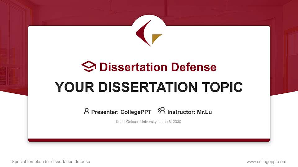 Kochi Gakuen University Graduation Thesis Defense PPT Template16:9 ratio PPT effect preview image1