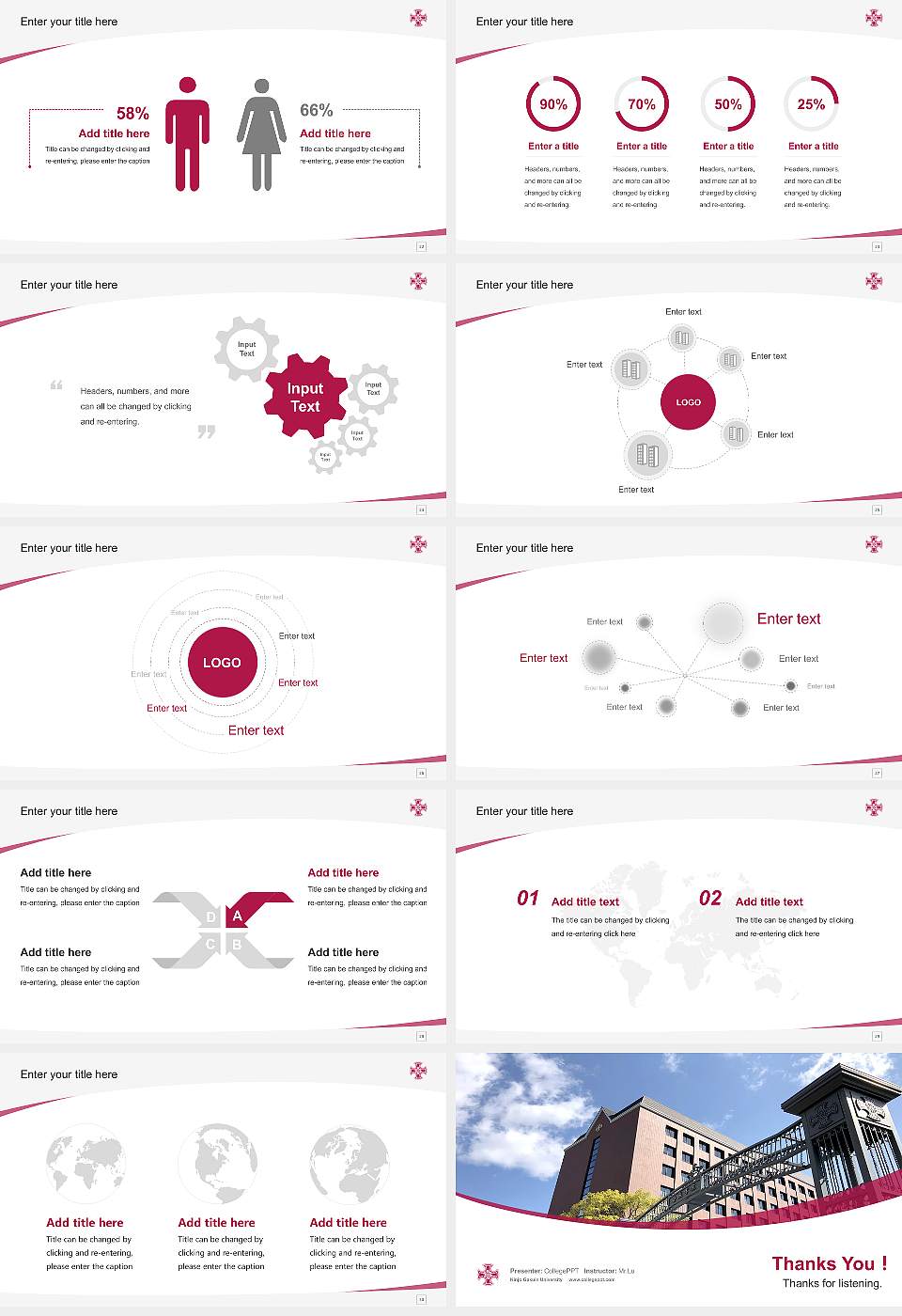 Kinjo Gakuin University Course/Courseware Creation PPT Template16:9 ratio PPT effect preview image4