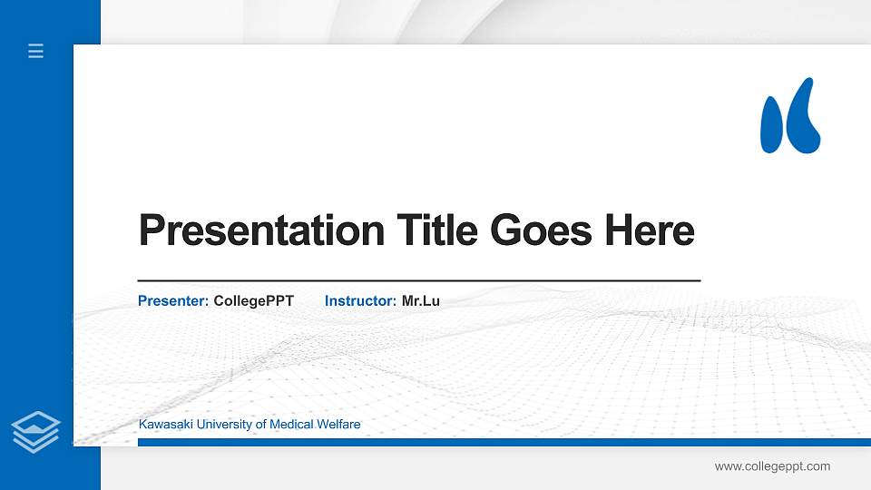 Kawasaki University of Medical Welfare Thesis Proposal/Graduation Defense PPT Template16:9 ratio PPT effect preview image