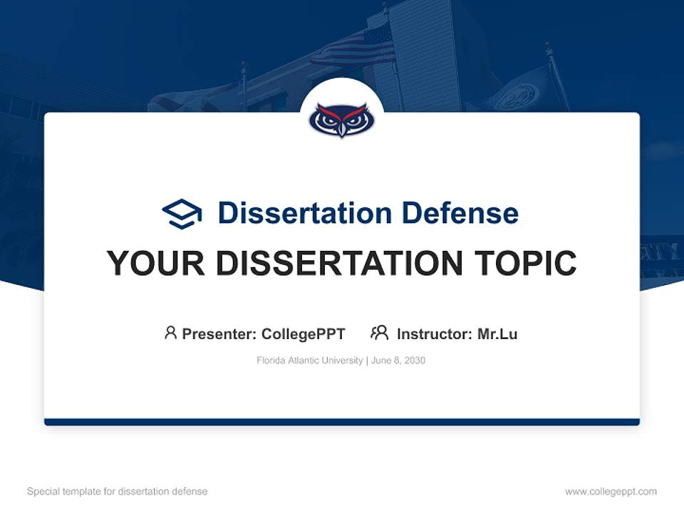 Florida Atlantic University Graduation Thesis Defense PPT Template4:3 ratio PPT effect preview image7