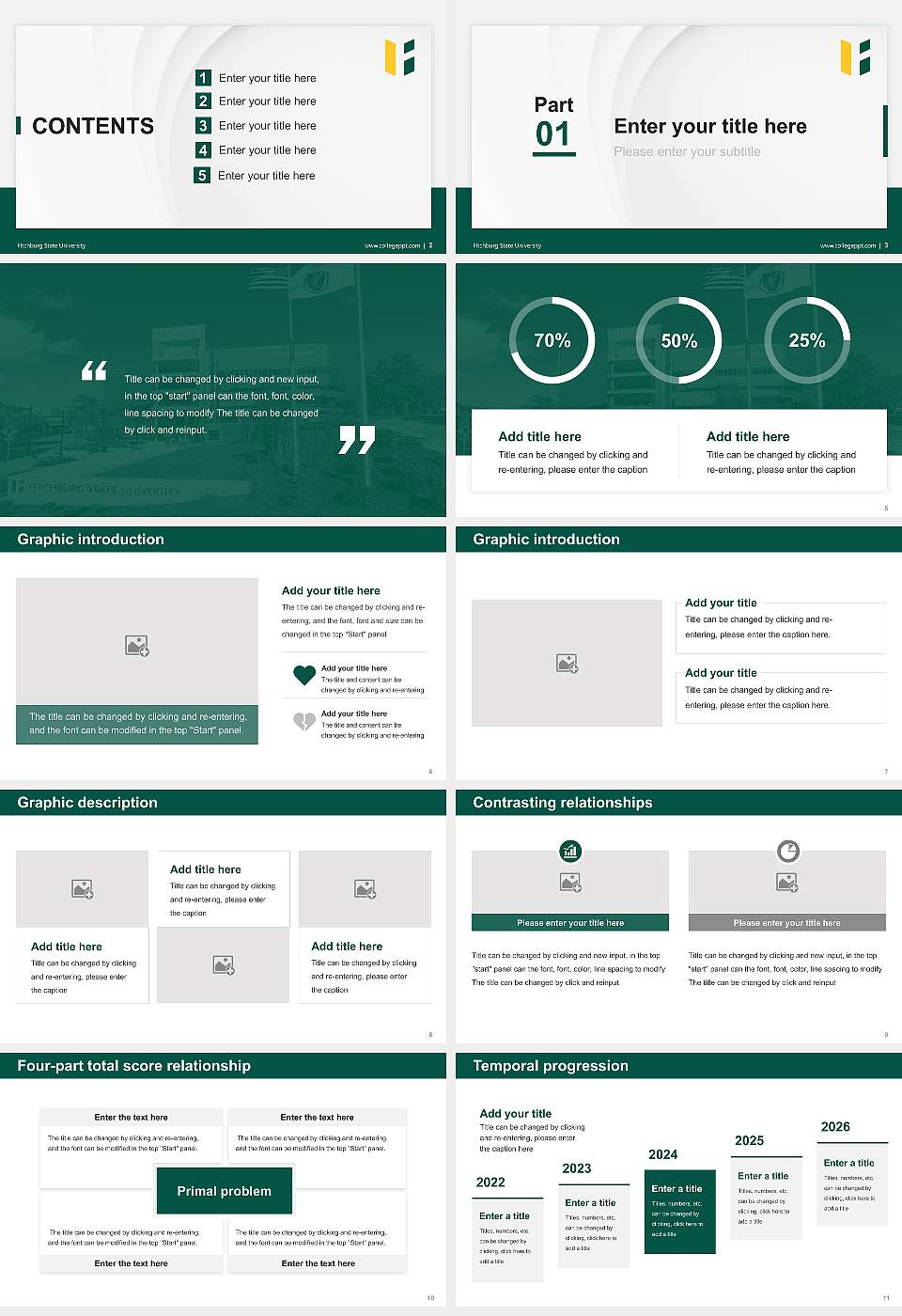 Fitchburg State University Thesis Proposal/Graduation Defense PPT Template16:9 ratio PPT effect preview image2