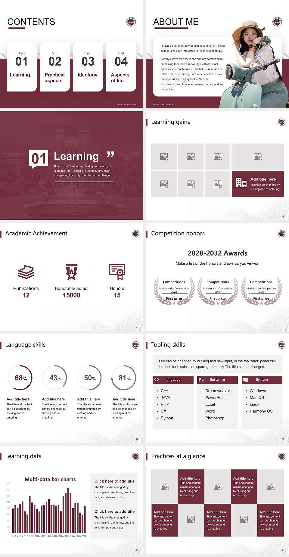 Florida State University National Scholarship Defense PPT Template4:3 ratio PPT effect preview image2