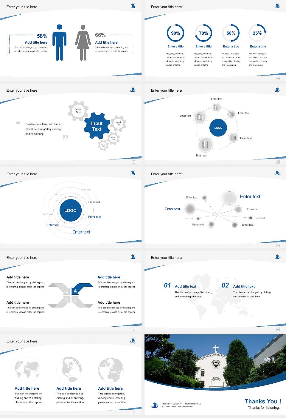 Kobe Kaisei College Course/Courseware Creation PPT Template16:9 ratio PPT effect preview image4
