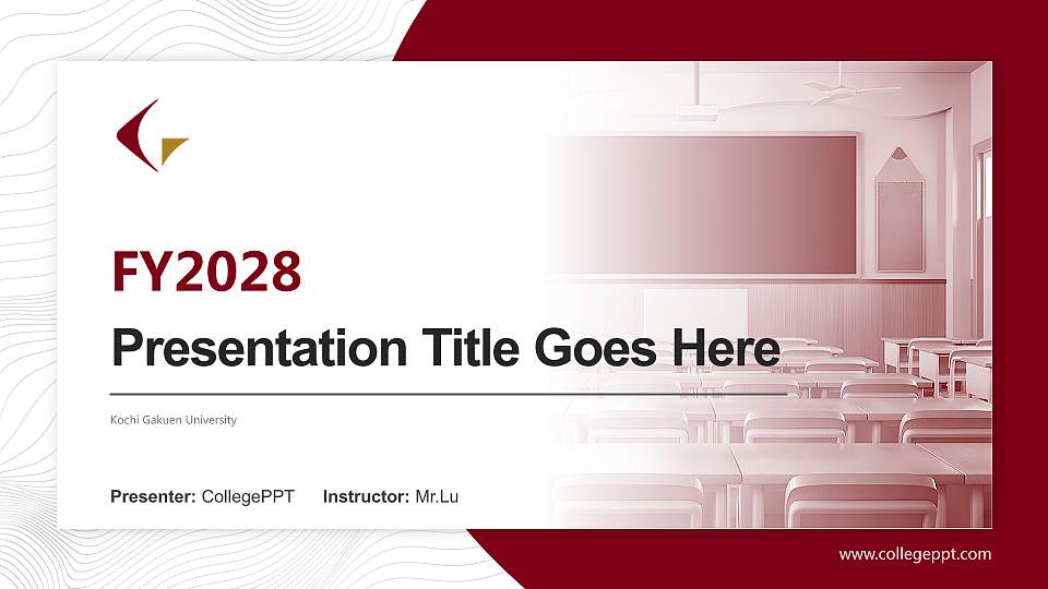Kochi Gakuen University Academic Presentation/Research Findings Report PPT Template16:9 ratio PPT effect preview image