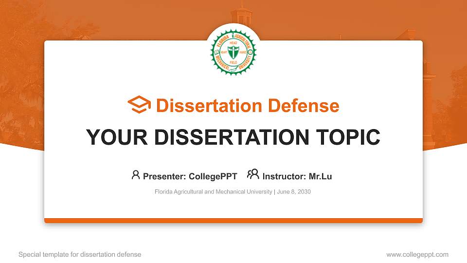 Florida Agricultural and Mechanical University Graduation Thesis Defense PPT Template16:9 ratio PPT effect preview image