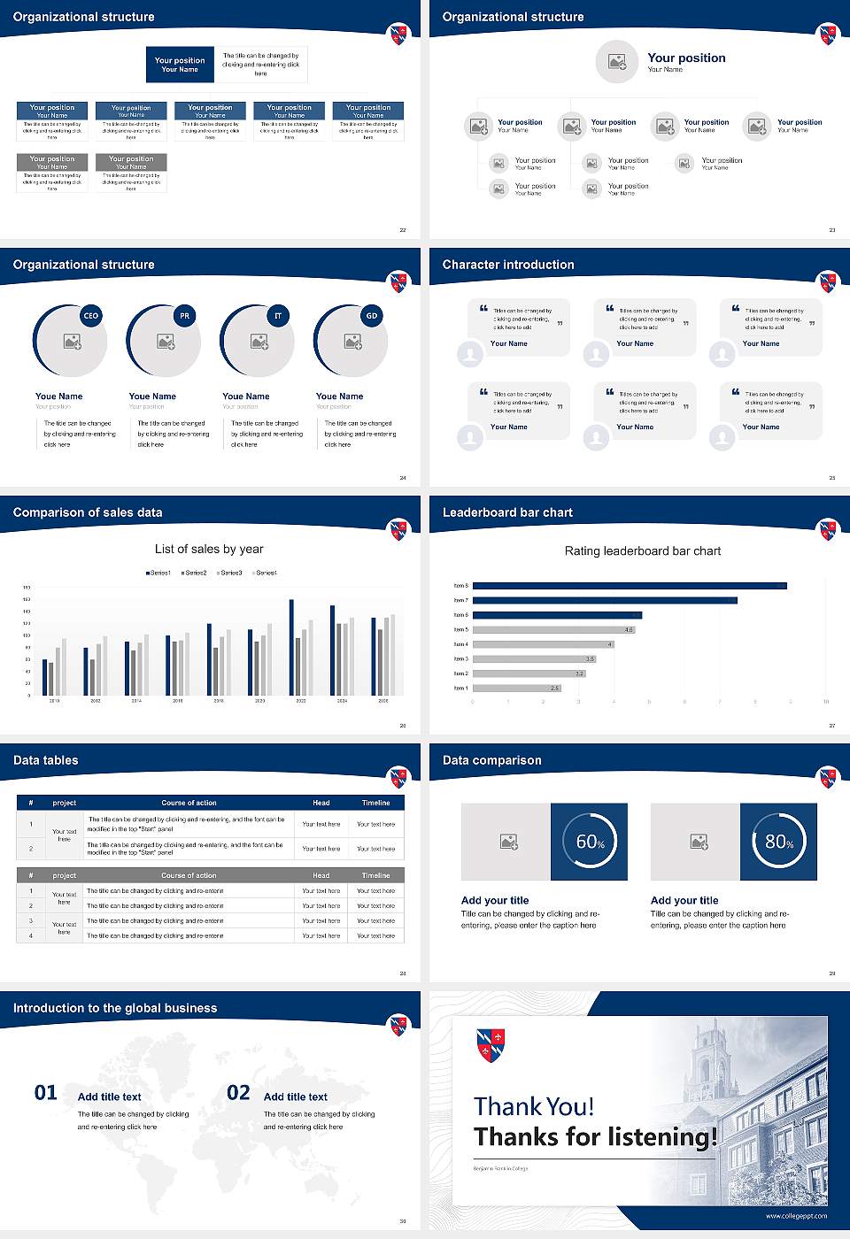 Benjamin Franklin College Academic Presentation/Research Findings Report PPT Template16:9 ratio PPT effect preview image4