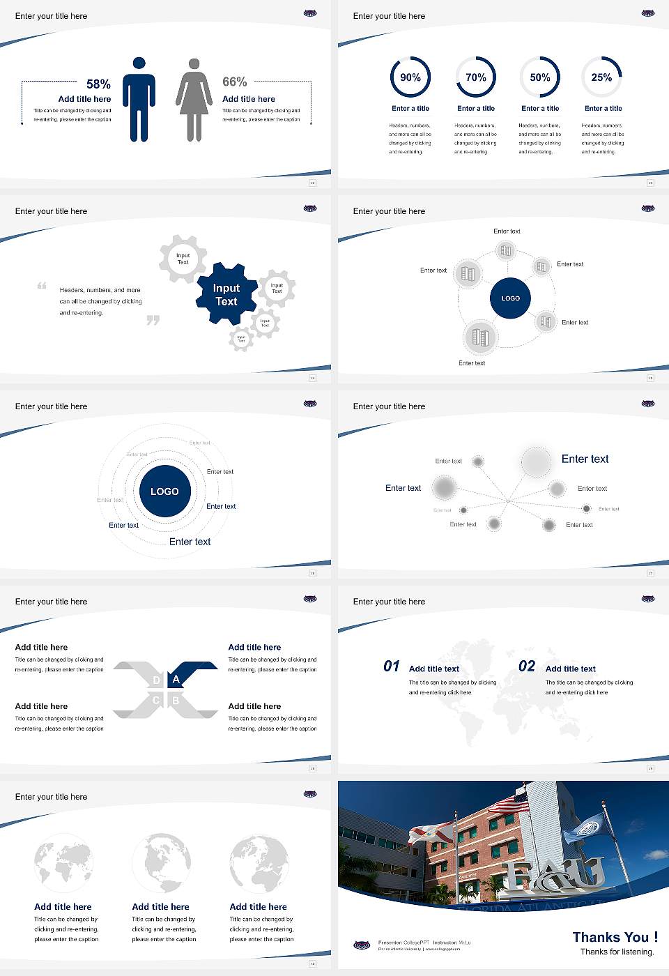 Florida Atlantic University Course/Courseware Creation PPT Template16:9 ratio PPT effect preview image4