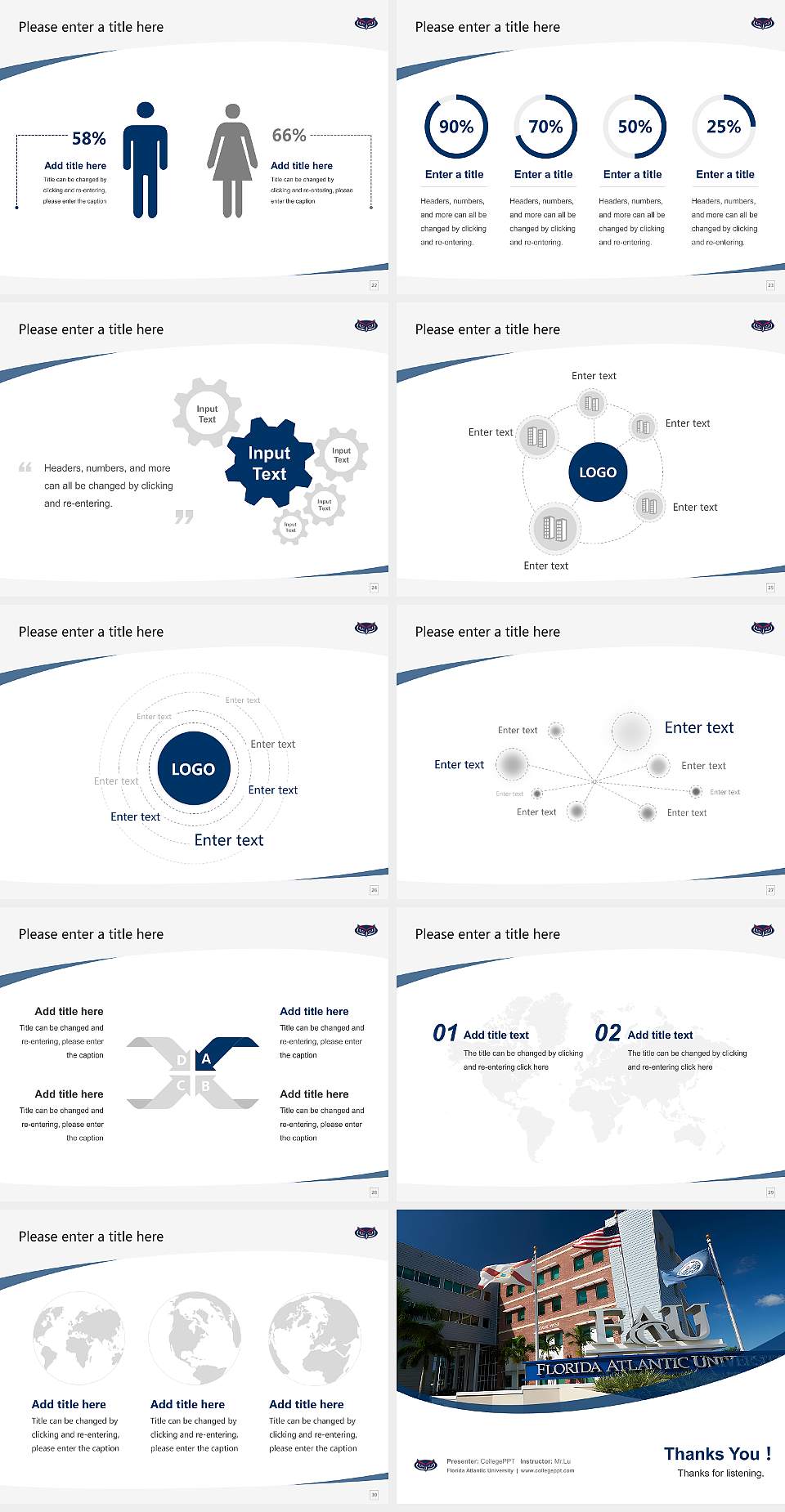 Florida Atlantic University Course/Courseware Creation PPT Template4:3 ratio PPT effect preview image4