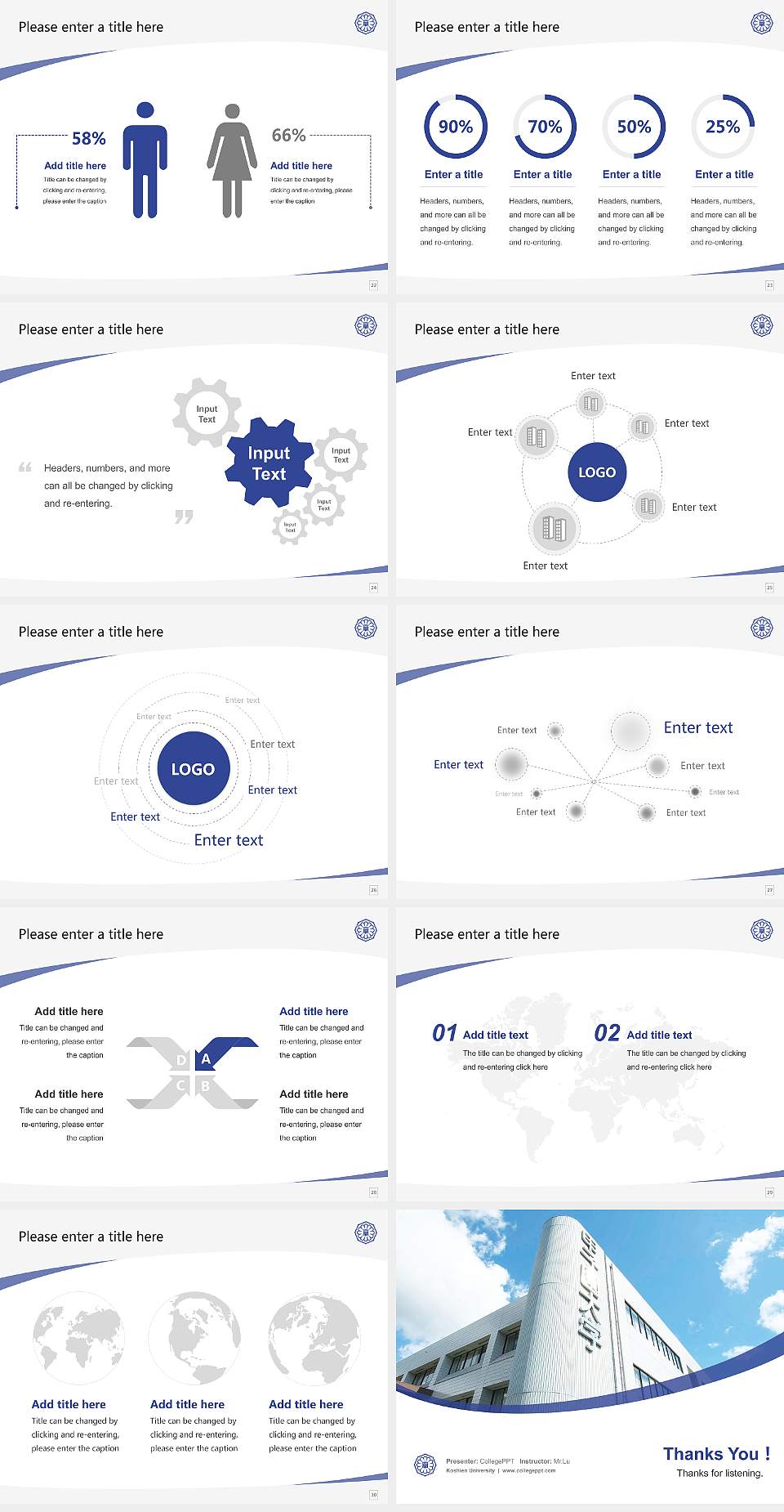 Koshien University Course/Courseware Creation PPT Template4:3 ratio PPT effect preview image4