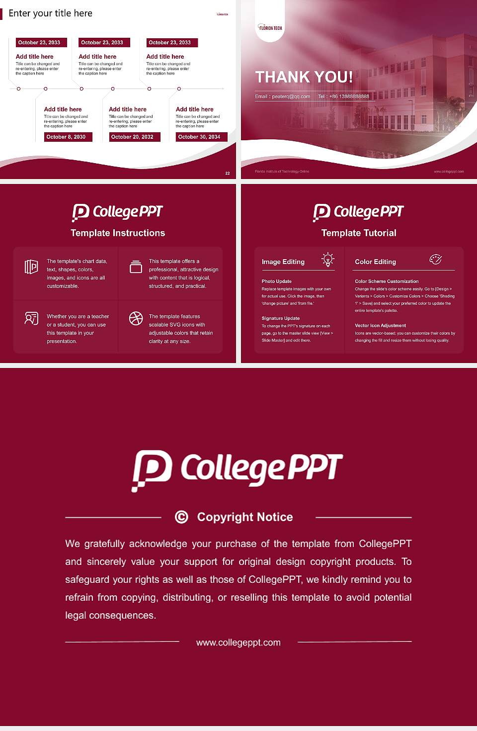 Florida Institute of Technology-Online Lecture Sharing and Networking Event PPT Template4:3 ratio PPT effect preview image4