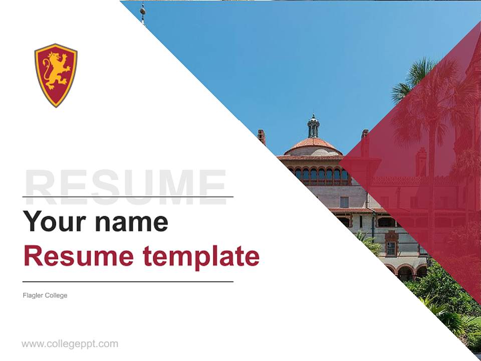 Flagler College Resume PPT Template4:3 ratio PPT effect preview image5