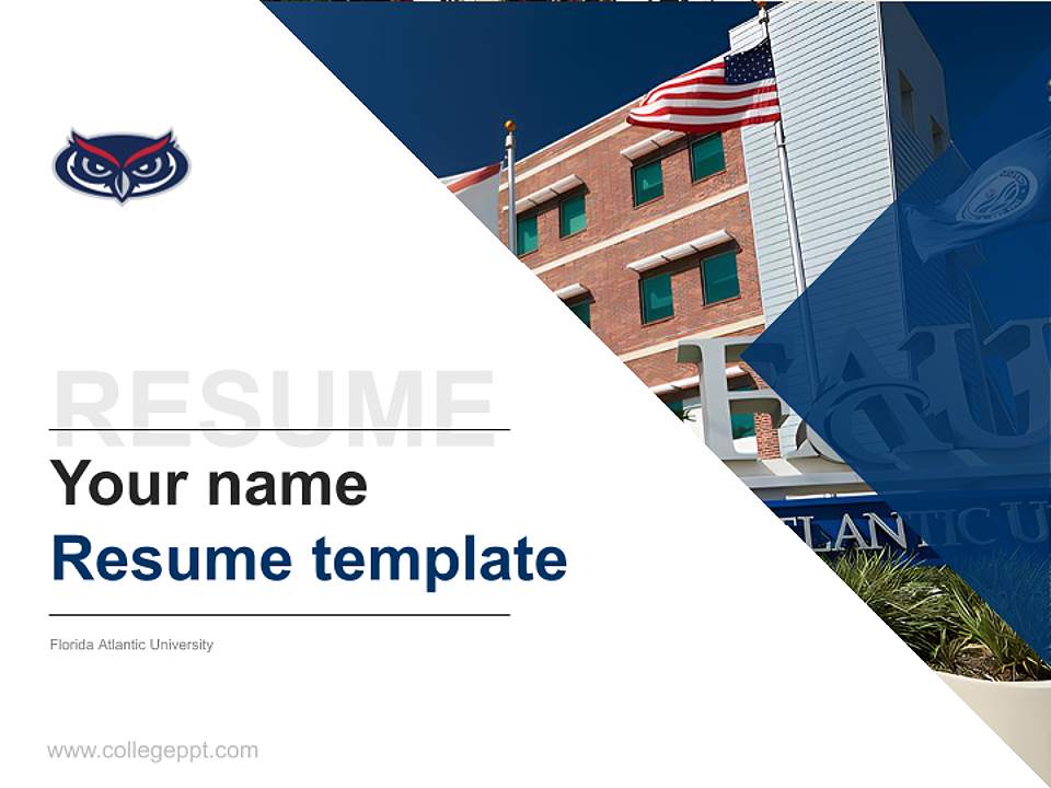 Florida Atlantic University Resume PPT Template4:3 ratio PPT effect preview image5