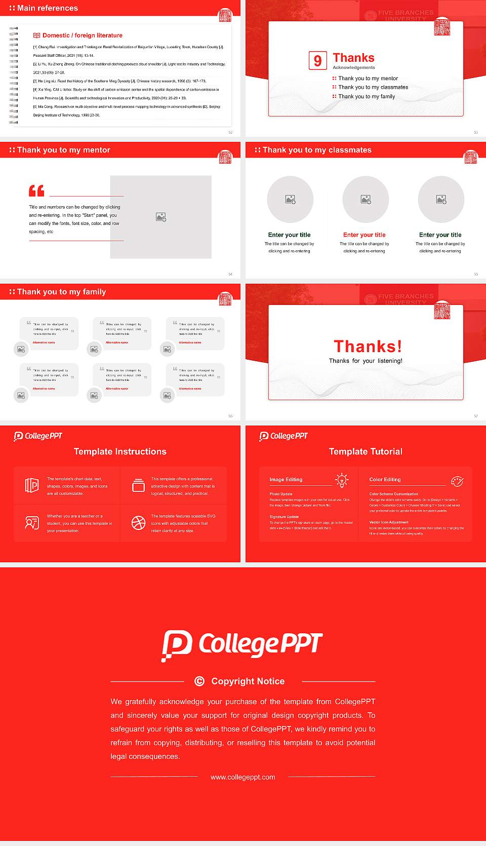 Five Branches University Graduation Thesis Defense PPT Template16:9 ratio PPT effect preview image7