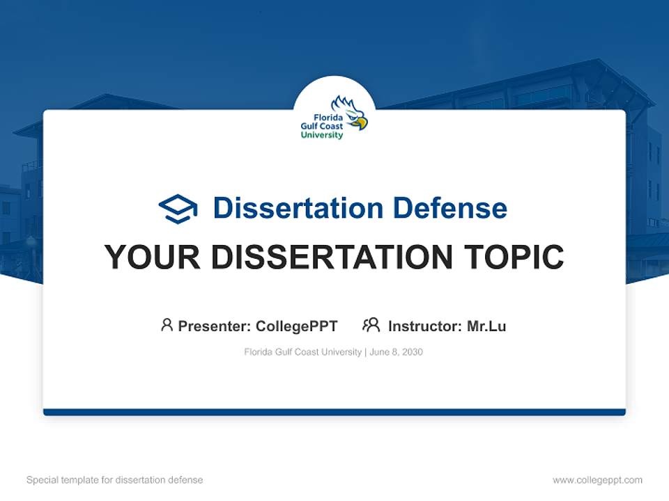Florida Gulf Coast University Graduation Thesis Defense PPT Template4:3 ratio PPT effect preview image7