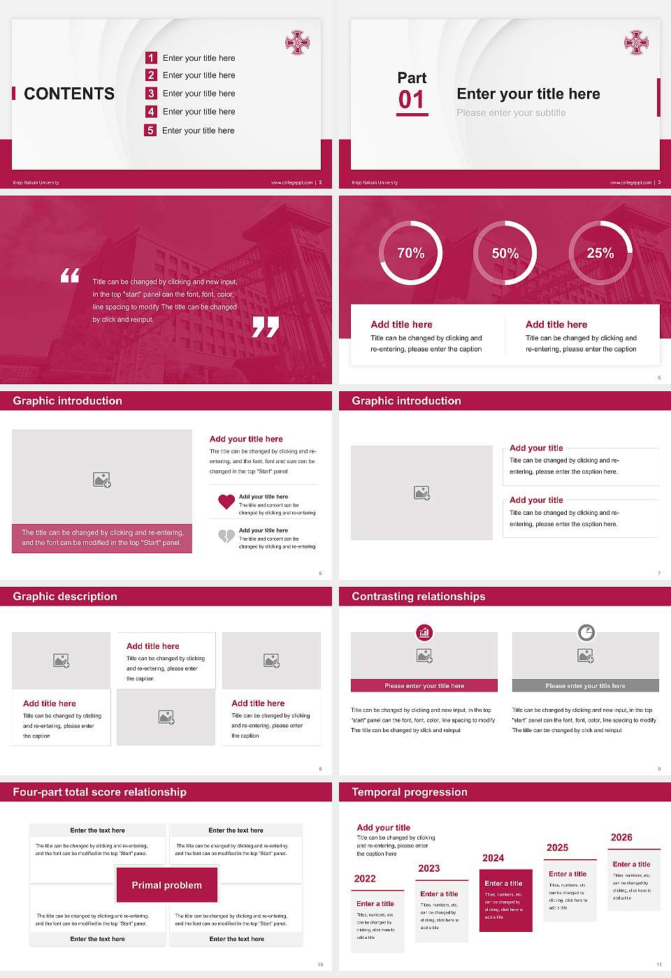 Kinjo Gakuin University Thesis Proposal/Graduation Defense PPT Template16:9 ratio PPT effect preview image2