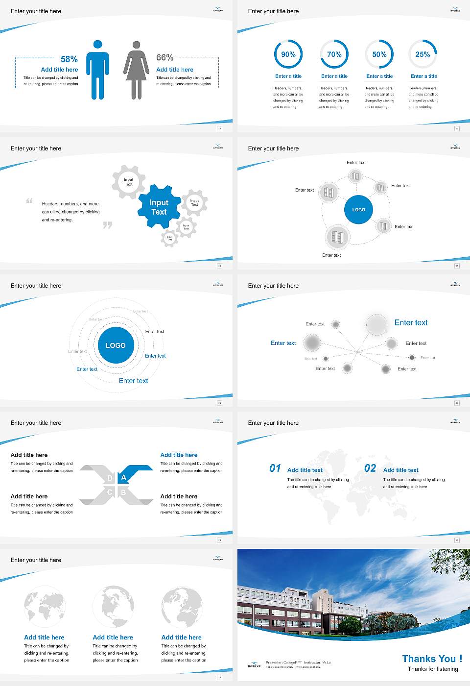 Kobe Gakuin University Course/Courseware Creation PPT Template16:9 ratio PPT effect preview image4