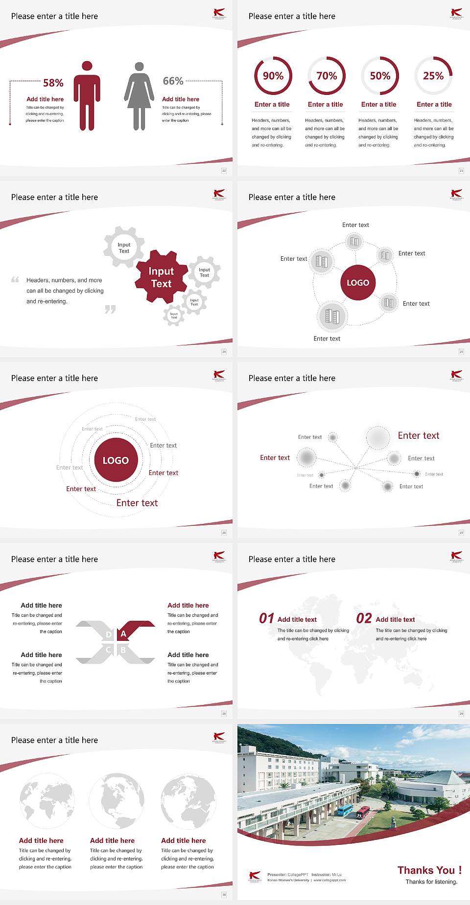 Konan Women’s University Course/Courseware Creation PPT Template4:3 ratio PPT effect preview image4