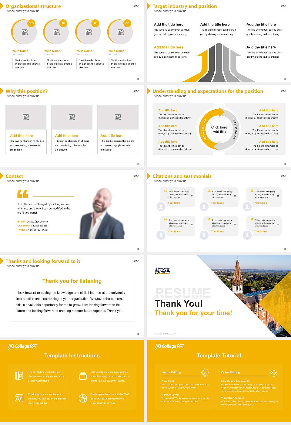 Fisk University Resume PPT Template16:9 ratio PPT effect preview image4