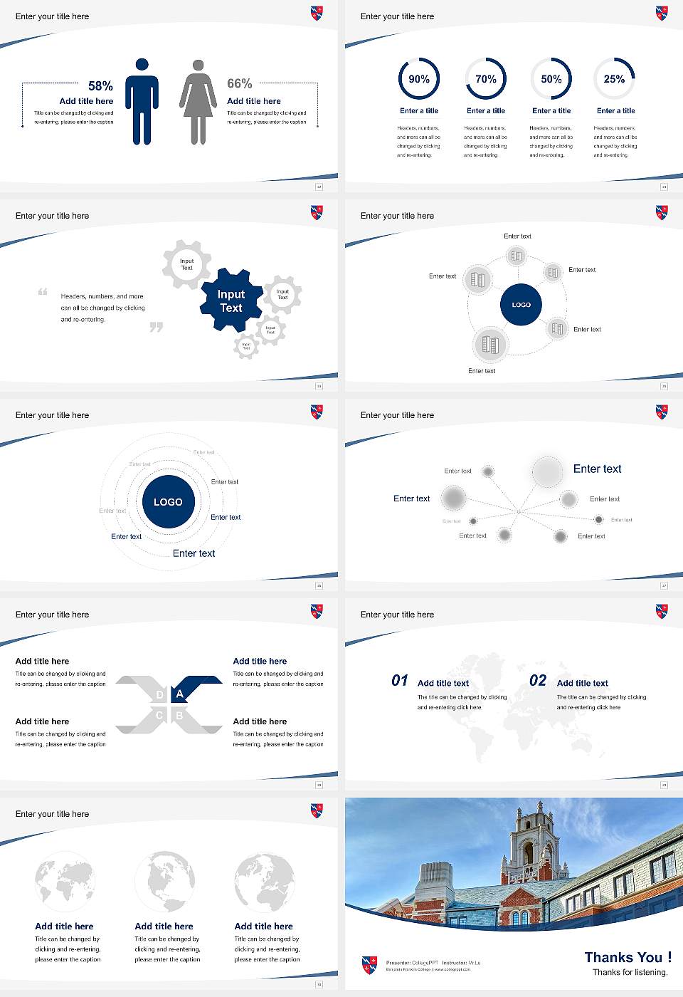 Benjamin Franklin College Course/Courseware Creation PPT Template16:9 ratio PPT effect preview image4