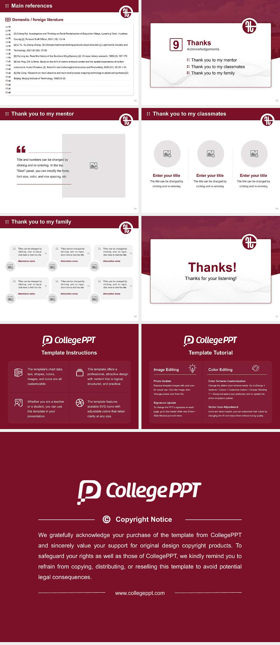 Five Towns College Graduation Thesis Defense PPT Template4:3 ratio PPT effect preview image7