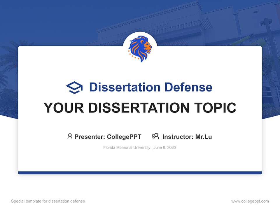 Florida Memorial University Graduation Thesis Defense PPT Template4:3 ratio PPT effect preview image7