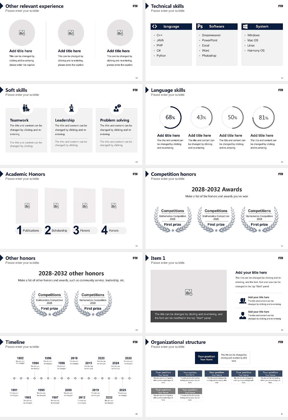 Florida International University Resume PPT Template16:9 ratio PPT effect preview image3