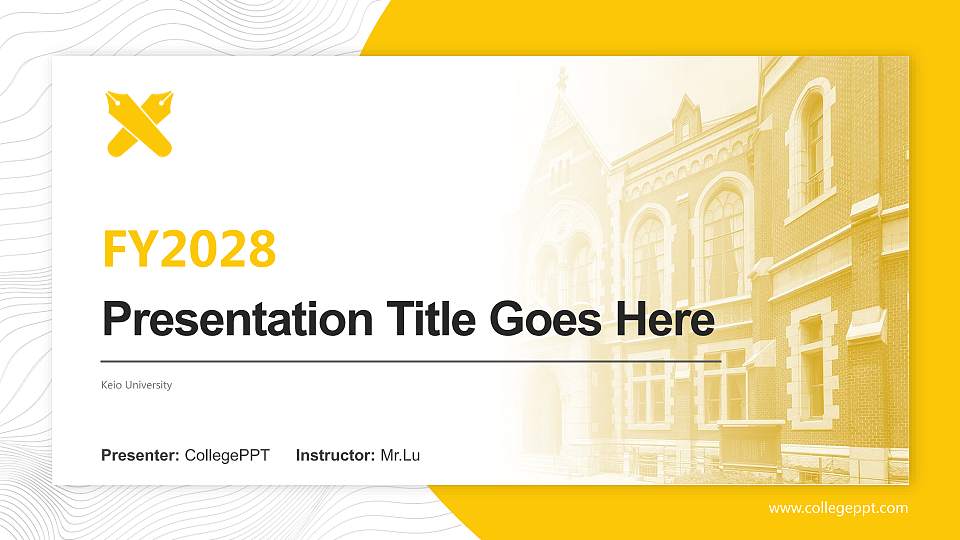 Keio University Academic Presentation/Research Findings Report PPT Template16:9 ratio PPT effect preview image