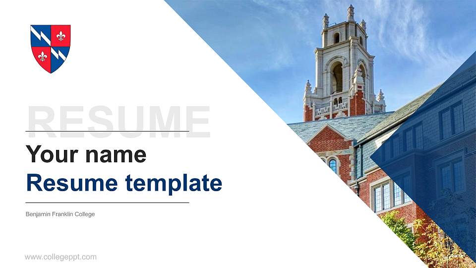 Benjamin Franklin College Resume PPT Template16:9 ratio PPT effect preview image