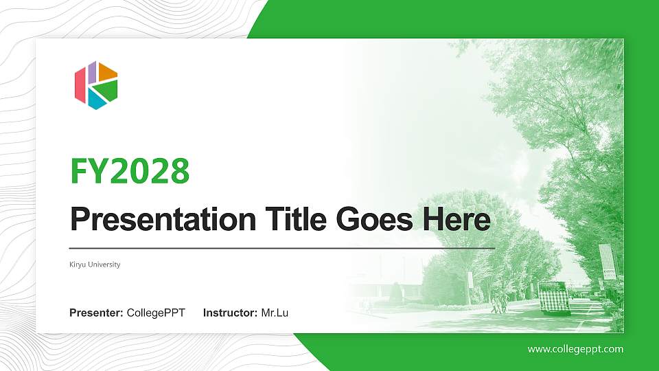 Kiryu University Academic Presentation/Research Findings Report PPT Template16:9 ratio PPT effect preview image