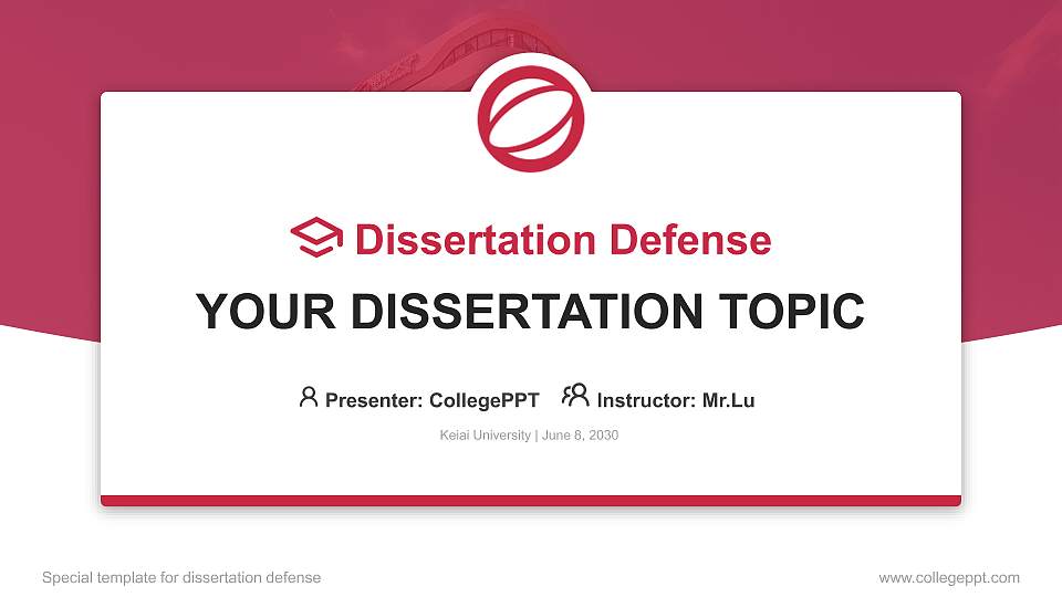 Keiai University Graduation Thesis Defense PPT Template16:9 ratio PPT effect preview image