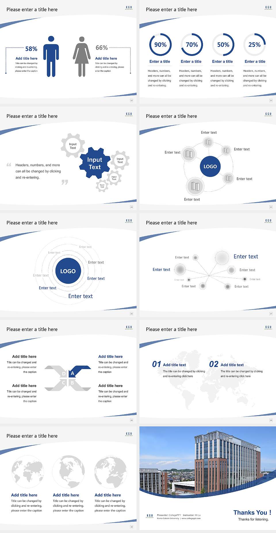 Kanto Gakuin University Course/Courseware Creation PPT Template4:3 ratio PPT effect preview image4