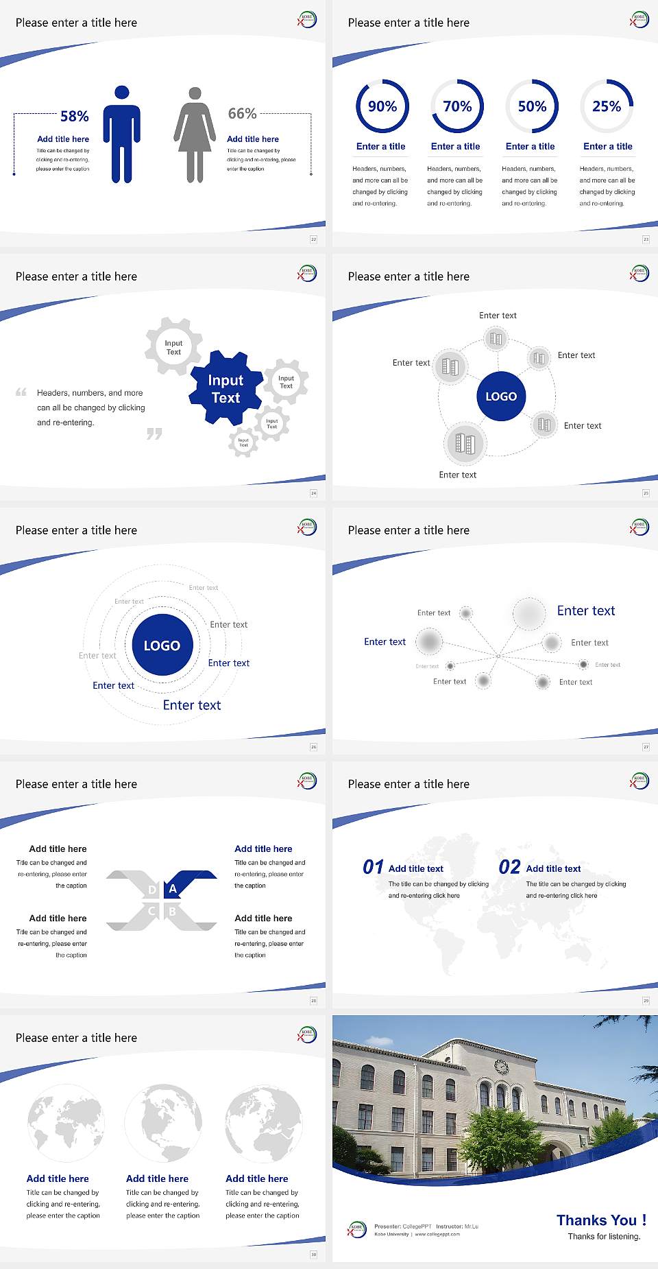 Kobe University Course/Courseware Creation PPT Template4:3 ratio PPT effect preview image4