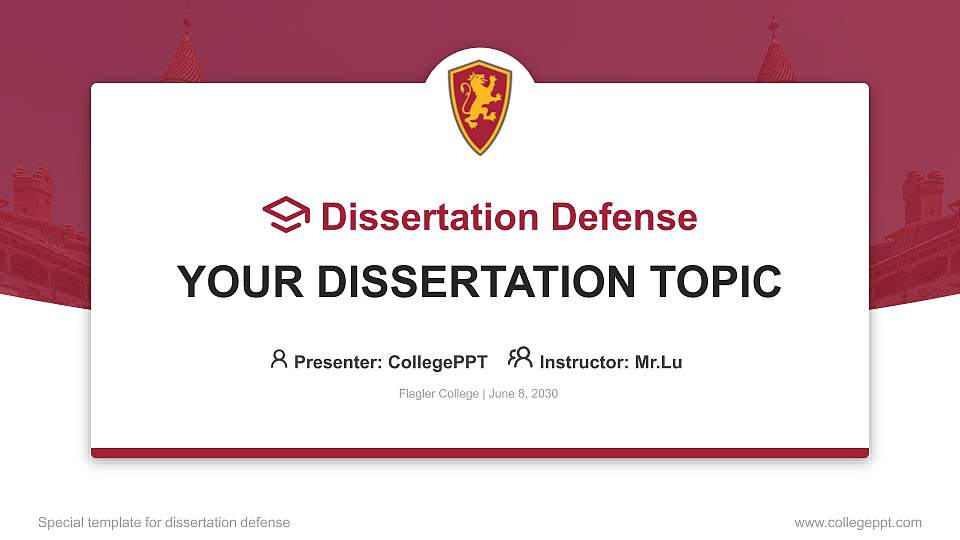 Flagler College Graduation Thesis Defense PPT Template16:9 ratio PPT effect preview image