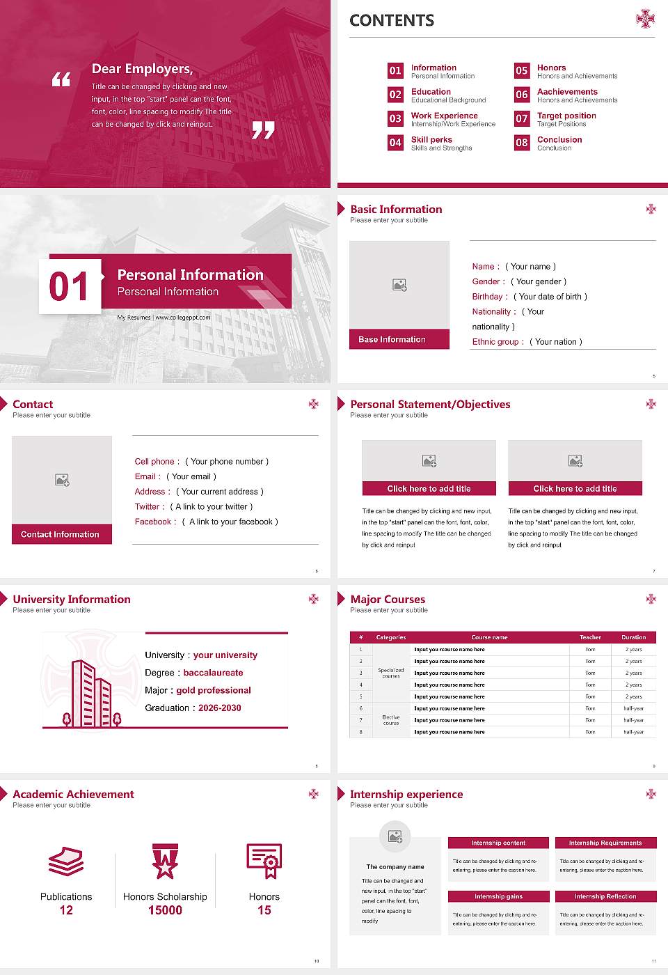 Kinjo Gakuin University Resume PPT Template16:9 ratio PPT effect preview image2