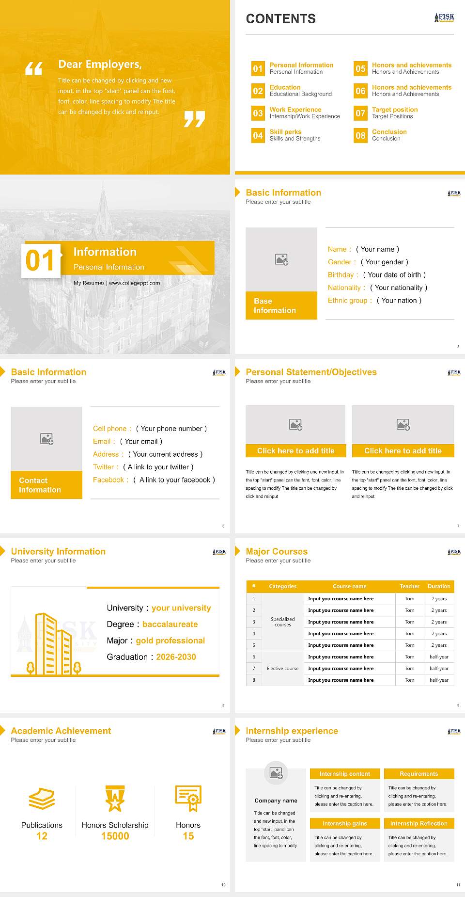 Fisk University Resume PPT Template4:3 ratio PPT effect preview image2