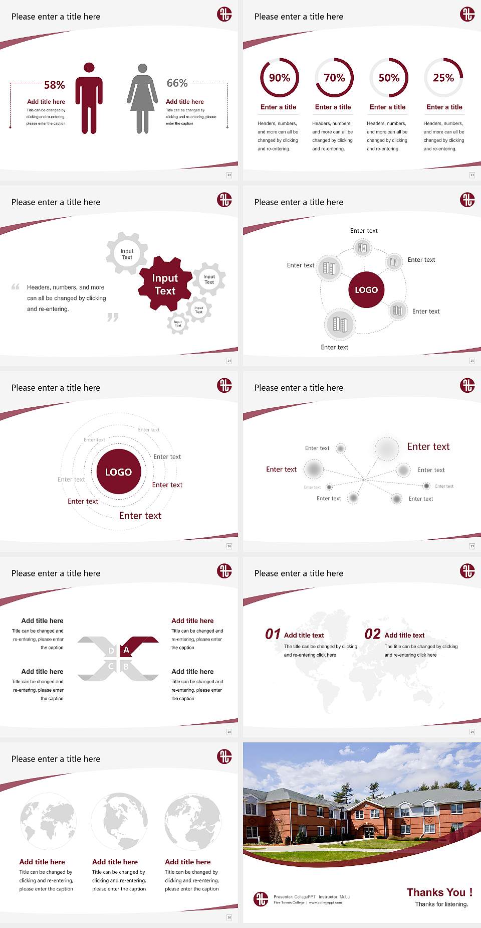 Five Towns College Course/Courseware Creation PPT Template4:3 ratio PPT effect preview image4