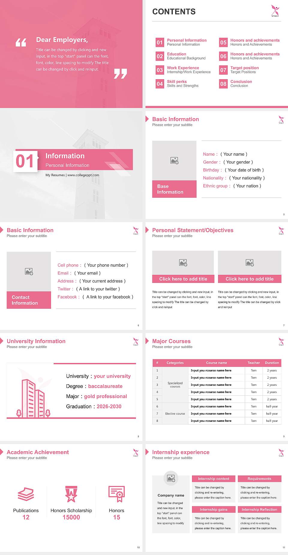 Kobe City College of Nursing Resume PPT Template4:3 ratio PPT effect preview image2