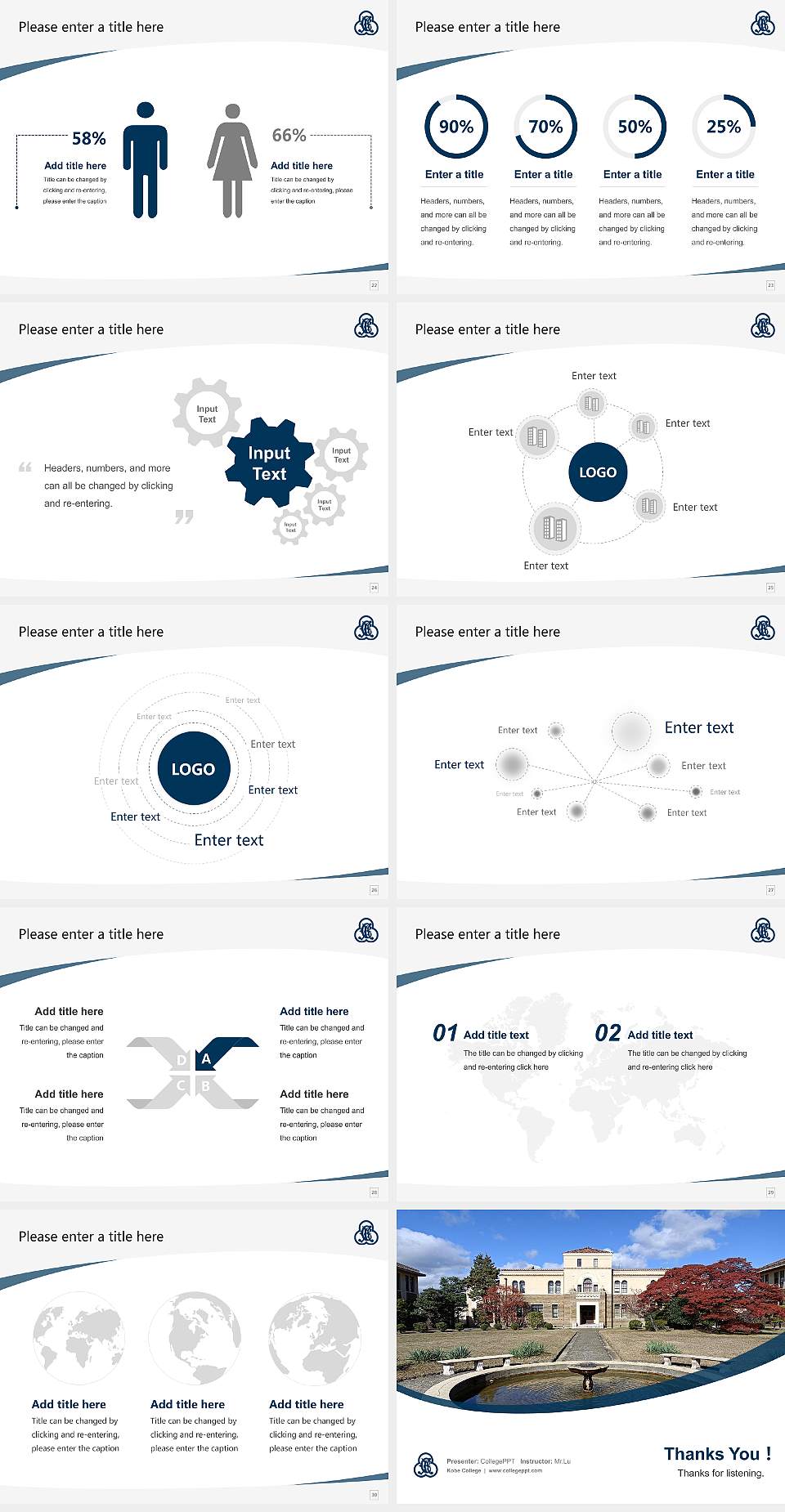 Kobe College Course/Courseware Creation PPT Template4:3 ratio PPT effect preview image4