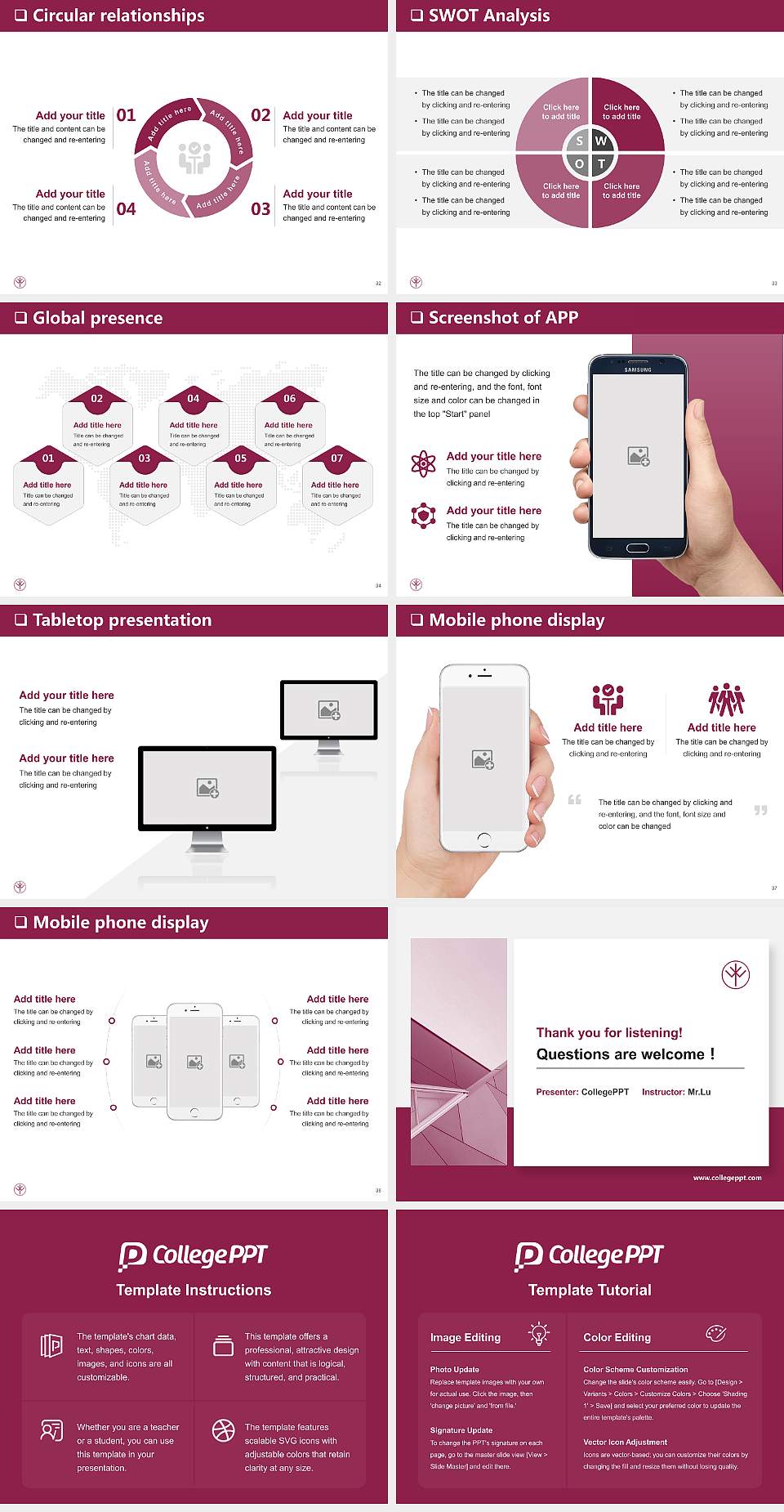 Keiwa College General Purpose PPT Template4:3 ratio PPT effect preview image5